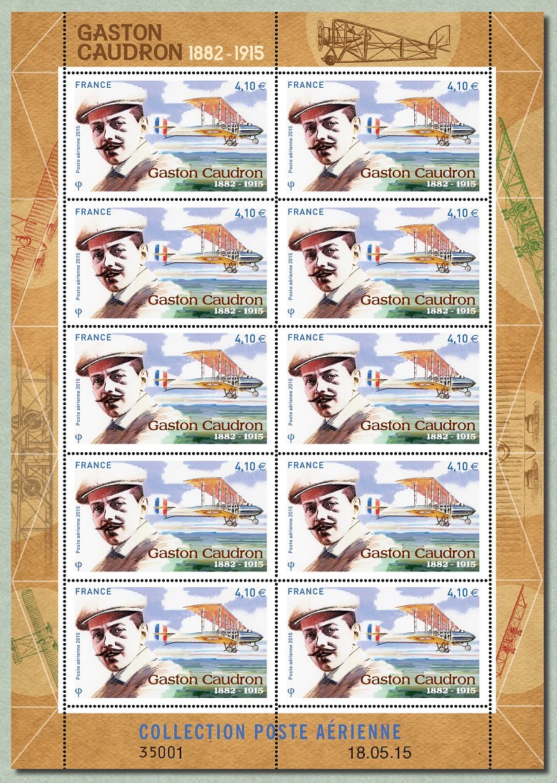 Mini-feuille de 10 timbres - Gaston Caudron 1882 - 1915