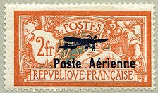 Image du timbre Type Merson surchargé Poste Aérienne 2F
