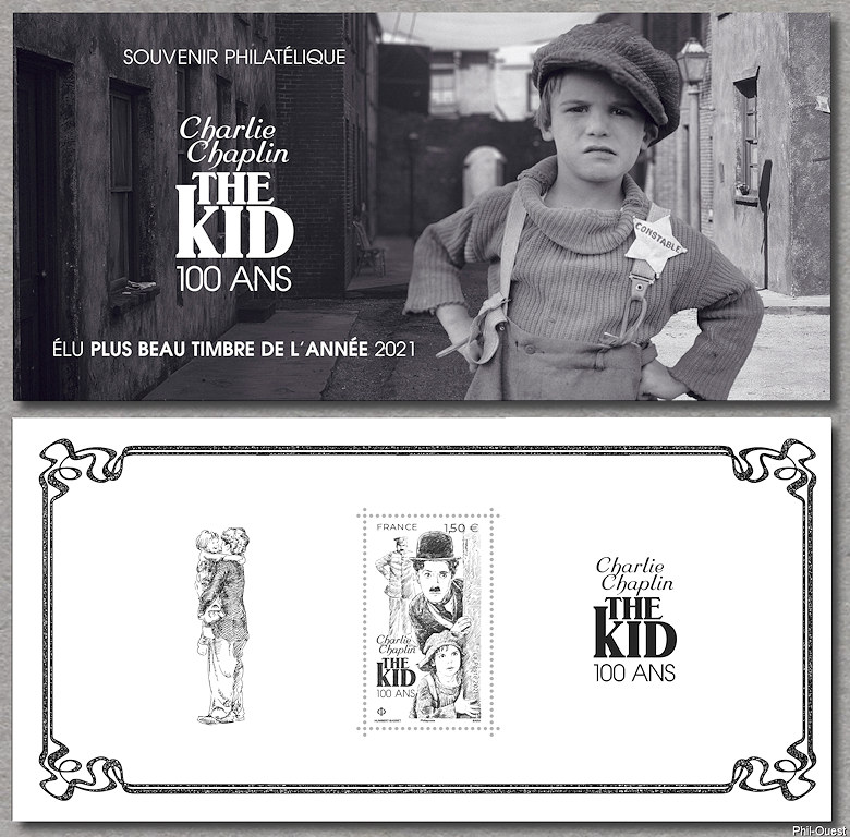 Image du timbre Charlie Chaplin THE KID 100 ANS - Élu plus beau timbre de l'année 2021