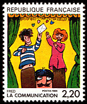 Image du timbre «La communication» vue par Fred