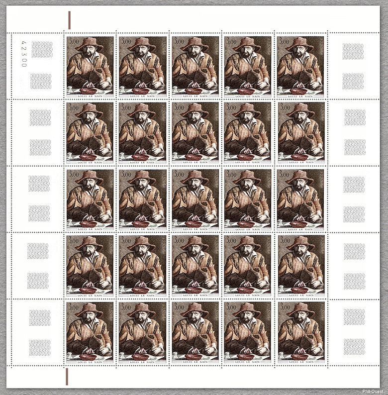 Louis Le Nain<br />« Famille de paysans dans un intérieur » (Extrait) - Feuille de 25 timbres