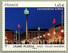 Place Massena Jaume Plensa<br /> Conversation à Nice