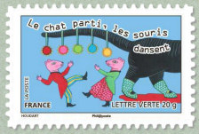 Image du timbre Le chat parti, les souris dansent