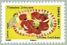 Tomates juteuses olives fruitées
