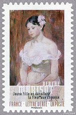 Image du timbre Berthe Morisot -Jeune fille en décolleté, la fleur aux cheveux
