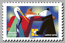 Image du timbre Cigogne, renard et ours blanc