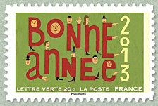 Image du timbre Bonne année avec des bonhommes en forme de lettres