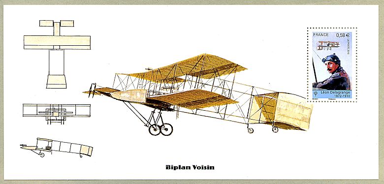 Souvenir philatélique Léon Delagrange 1872-1910 - Biplan Voisin