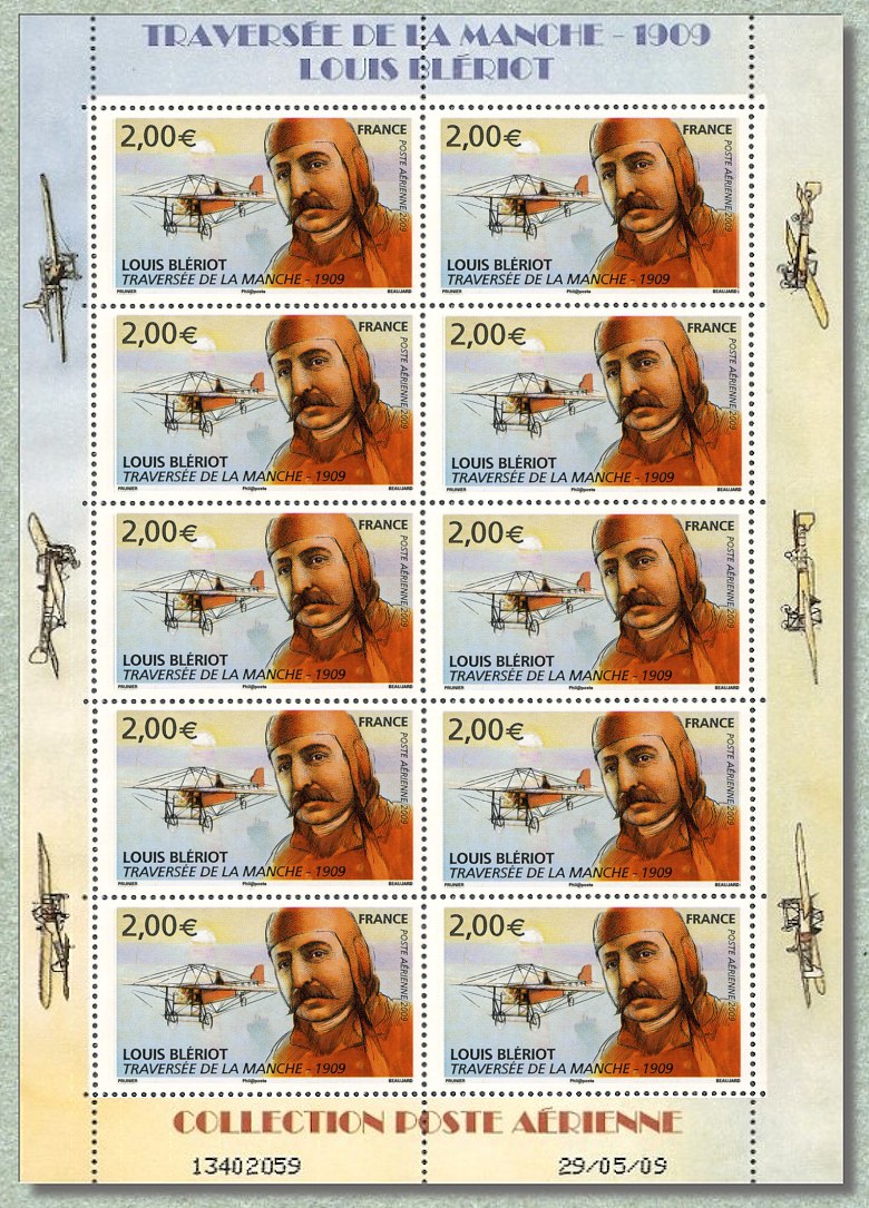 Louis Blériot - Traversée de la Manche 1909
<br />
Mini-feuille de 10 timbres
