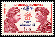 Image du timbre Pierre Bourgoin et Philippe KiefferCompagnons de la LibérationHéros des parachutistes SAS et commandos FFL