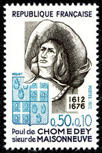 Image du timbre Paul de Chomedey, sieur de Maisonneuve1612-1675