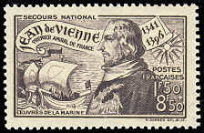 Image du timbre Jean de Vienne 1341-1396Premier Amiral de France