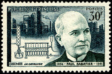 Image du timbre Paul Sabatier 1854-1941Chimie: la catalyse