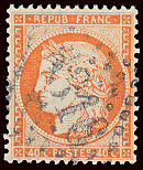 Cérès 1849 dentelé  40 c orange