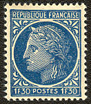 Image du timbre Cérès de Mazelin 1F30 bleu