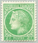 Image du timbre Cérès de Mazelin 2F vert-jaune