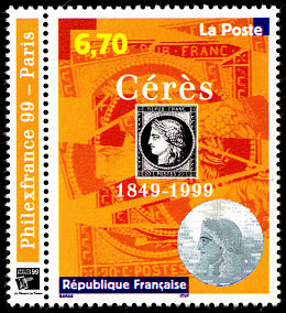 Image du timbre Cent cinquantième anniversairedu premier timbre-poste françaisLe Cérès noir 1900
