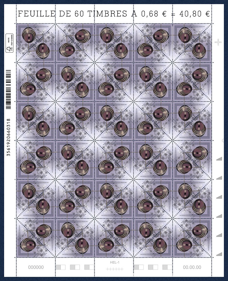Image du timbre 50 ans d'Astérix  -  Lancement du premier satellite français - La feuille de 60 timbres