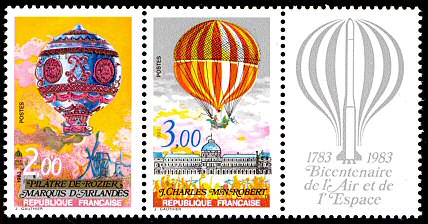 Image du timbre 1783-1983 Triptyque du bicentenairede l'Air et de l'Espace