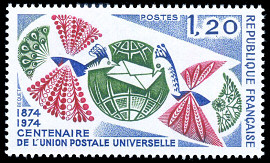 Image du timbre Centenaire de l´Union Postale Universelle 1874-1974
