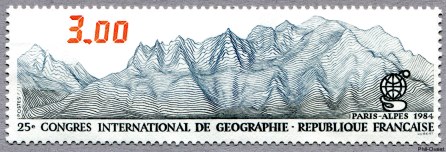 Image du timbre 25ème Congrès International de Géographie - Paris-Alpes 1984