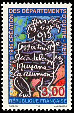 1946 création des départements d´outre-mer<BR>Martinique, Guadeloupe, Guyane, La Réunion