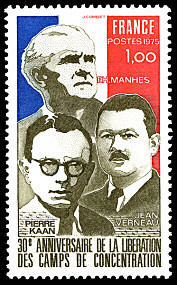 Image du timbre 30ème anniversaire de la libération des-camps de concentration -Pierre Kaan, F.H. Manhès et Jean Verneau