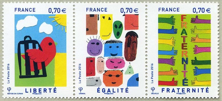 Image du timbre Triptyque  Liberté - Égalité - Fraternité