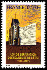 Image du timbre Loi de séparation des églises et de l'Etat1905-2005