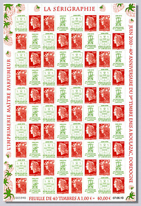 Feuille de 40 timbres en sérigraphie