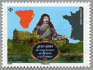 Image du timbre 400 ans du rattachement du Béarn à la France
