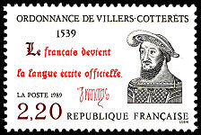 Image du timbre Ordonnance de Villers-Cotterets 1539