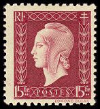 Image du timbre 15F lie de vin