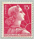 Image du timbre Marianne de Muller 15 F rose carminé
