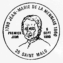 Oblitération 1er jour
Jean-Marie de La Mennais