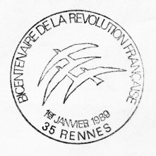 Timbre à date 1er jour de Rennes 
«Bicentenaire de le Révolution Française»