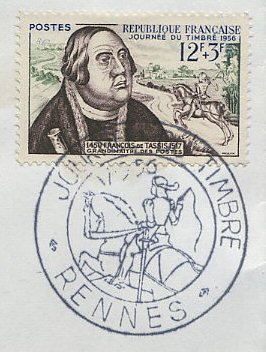 Timbre à date 1er jour de la journée du timbre 1956