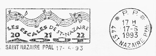 Flamme d´oblitération de Saint Nazaire
«Les escales de Saint Nazaire 20 21 22 août»
Courrier en port payé