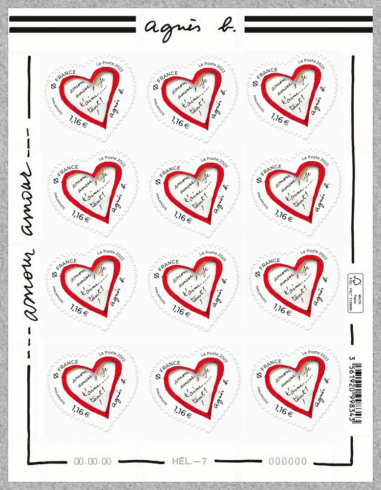 Image du timbre Cœur Agnès b. Feuille de 12 timbres à 1,16 €