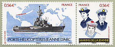 Image du timbre Le porte-hélicoptères «Jeanne d'Arc» et les marins de la Jeanne