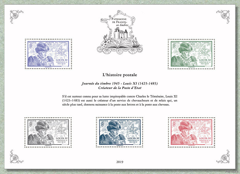 Journée du timbre 1945 - Louis XI créateur de la Poste d´État