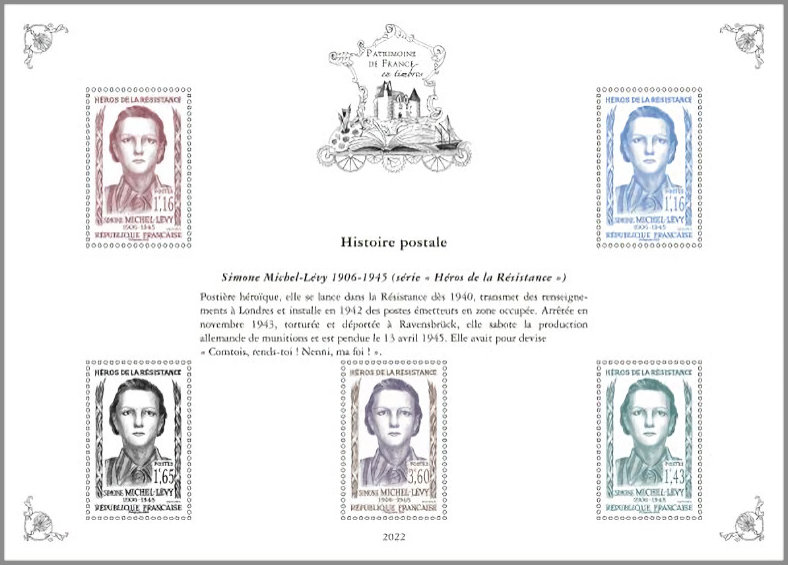 HISTOIRE POSTALE<br />Simone Michel-Lévy 1906-1945 - Héros de la Résistance