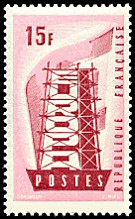 Image du timbre Première émission Europatimbre à  15 F rose et rouge