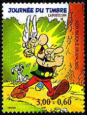 Journée du timbre 1999<BR>Astérix avec surtaxe Croix-Rouge 
   issu du bloc-feuillet