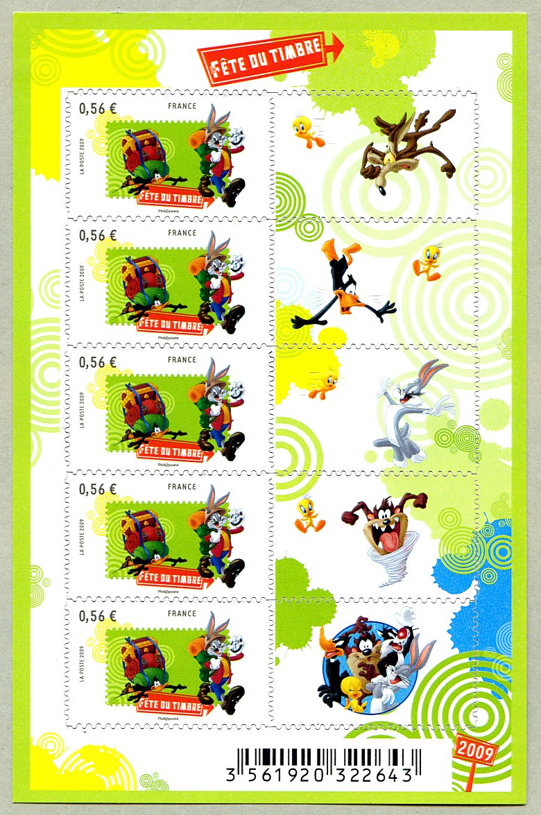 Bugs Bunny et Daffy Duck font de la randonnée<br />Mini-feuillet de 5 timbres autoadhésifs