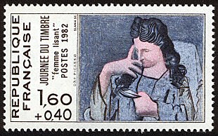 Journée du timbre 1982<BR>Femme lisant