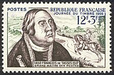 Journée du timbre 1956<br />François de Tassis<br>Grand Maître des Postes  1450-1517