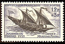 Journée du timbre 1957<BR>Service maritime postal