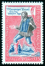 Journée du timbre 1962<BR>Messager royal de la fin du Moyen-Age
