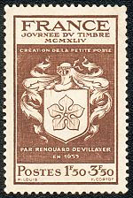 Image du timbre Journée du timbre 1944Création de la Petite Postepar Renouard de Villayer en 1653